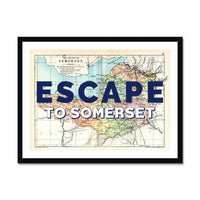 Escape to Somerset (Somerset Map) Vintage Map Art - Framed - Beach House Art