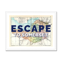 Escape to Somerset (Somerset Map) Vintage Map Art - Framed - Beach House Art