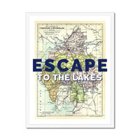 Escape to The Lakes (Lake District Map) Vintage Map Art - Framed - Beach House Art