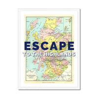 Escape to the Highlands (Scotland Map) Vintage Map Art - Framed - Beach House Art