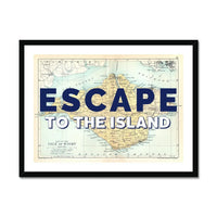Escape to the Island (Isle of Wight Map) Vintage Map Art - Framed - Beach House Art
