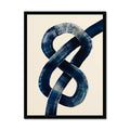 Framed abstract art print of a nautical knot in blue - coastal wall decor