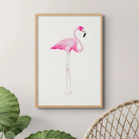Flamingo Print No 1 (Flamingo Wall Art) - Framed
