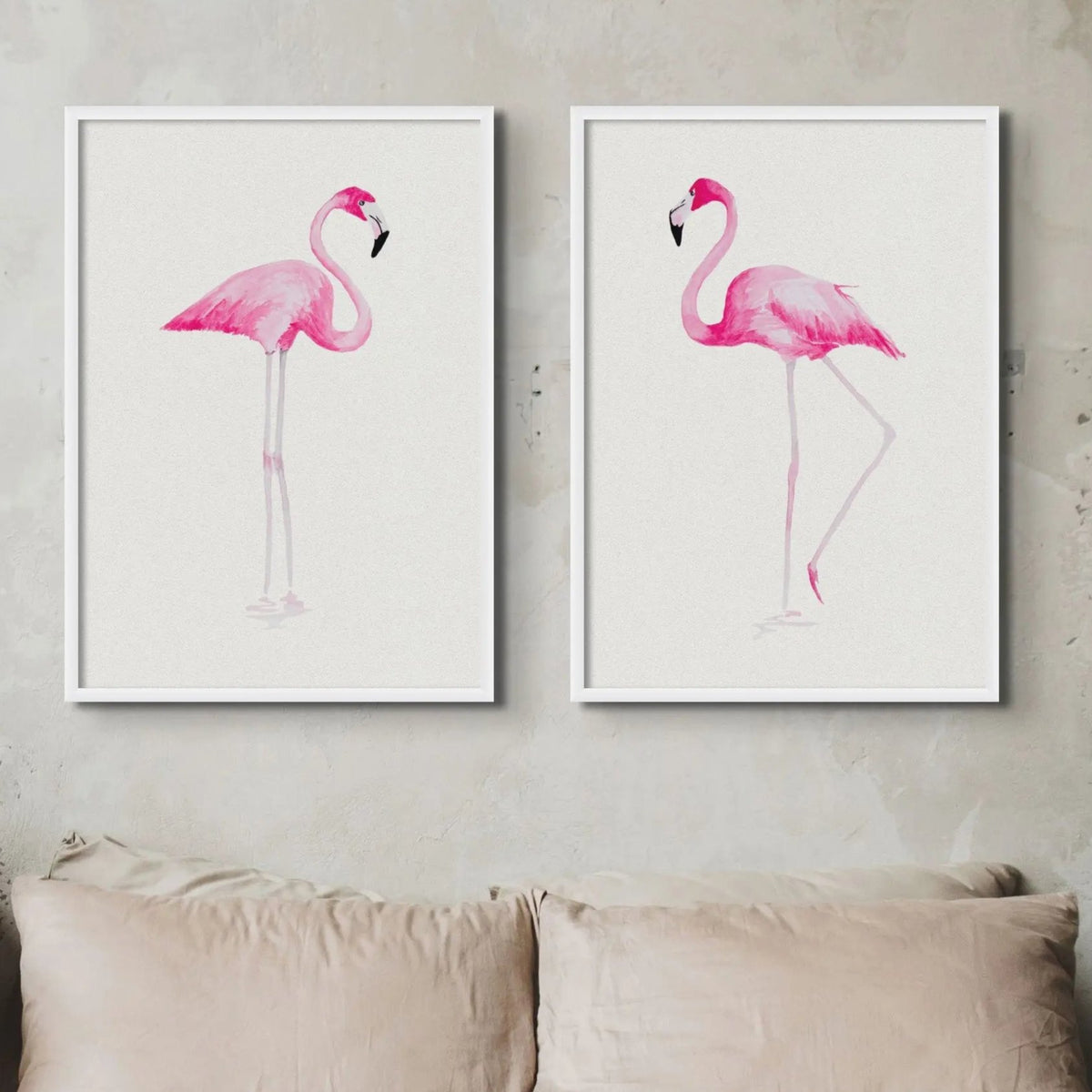 Flamingo Print No 1 (Flamingo Wall Art) - Framed