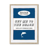 framed print of the vintage book cover art "Get Me to the Beach" in Navy.