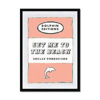 Vintage Book Cover Art Print titled "Get Me to the Beach" in peach colour and framed.