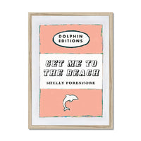 Vintage Book Cover Art Print titled "Get Me to the Beach" in peach colour and framed.