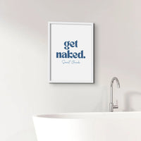 Get Naked Sweet Cheeks (White) Fun Bathroom Art Print - Unframed Wall Art