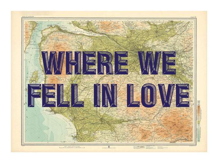 Glasgow Personalised Map Print | Map Print of Glasgow | Navy Vintage Font - Unframed Custom Wall Art