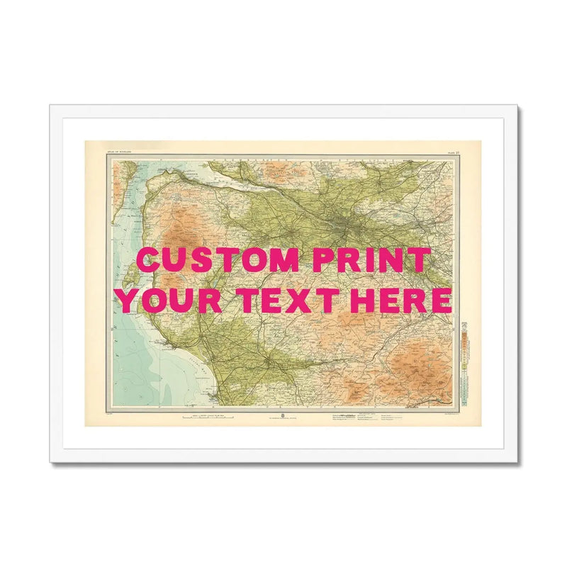 Glasgow Personalised Map Print | Custom Map of Glasgow | Pink Hand Drawn Font - Framed Wall Art