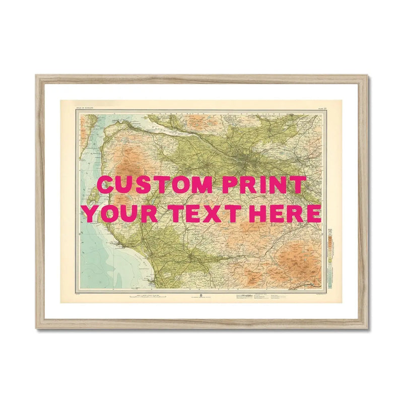 Glasgow Personalised Map Print | Custom Map of Glasgow | Pink Hand Drawn Font - Framed Wall Art