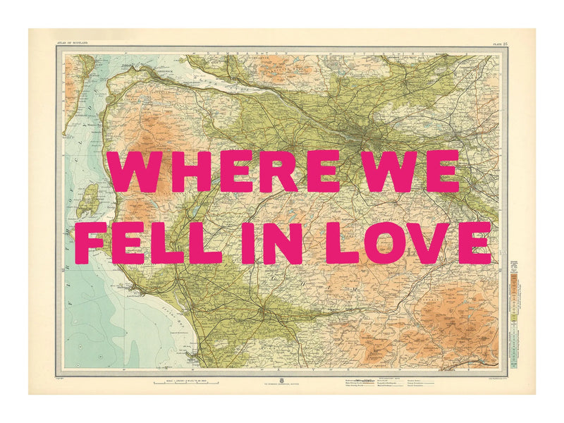Glasgow Personalised Map Print | Custom Map of Glasgow | Pink Hand Drawn Font - Framed Wall Art