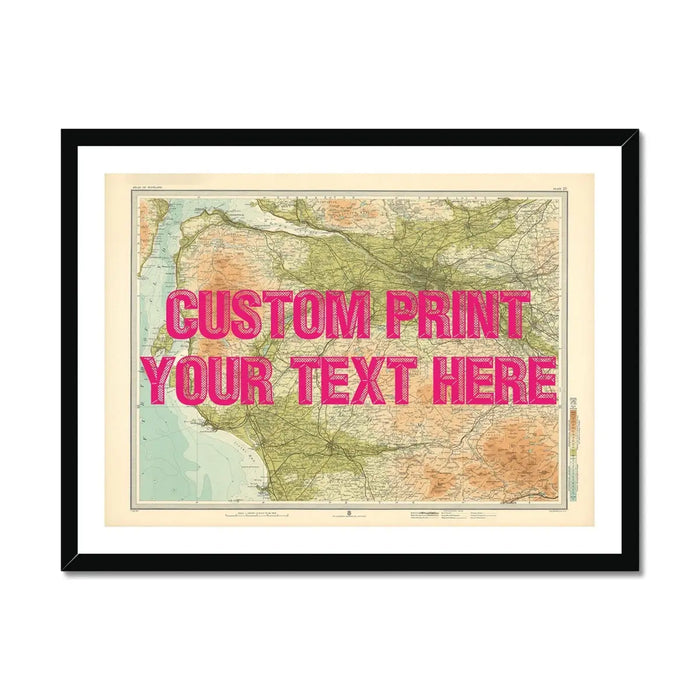 Glasgow Personalised Map Print | Custom Map of Glasgow | Pink Vintage Font - Framed Wall Art