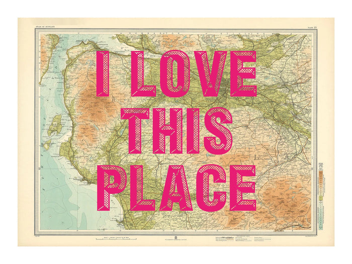 Glasgow Personalised Map Print | Custom Map of Glasgow | Pink Vintage Font - Framed Wall Art