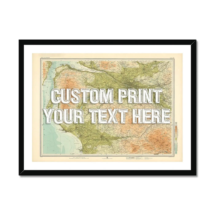 Glasgow Personalised Map Print | Map of Glasgow | White Vintage Font - Framed Wall Art 