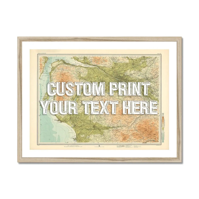 Glasgow Personalised Map Print | Map of Glasgow | White Vintage Font - Framed Wall Art 