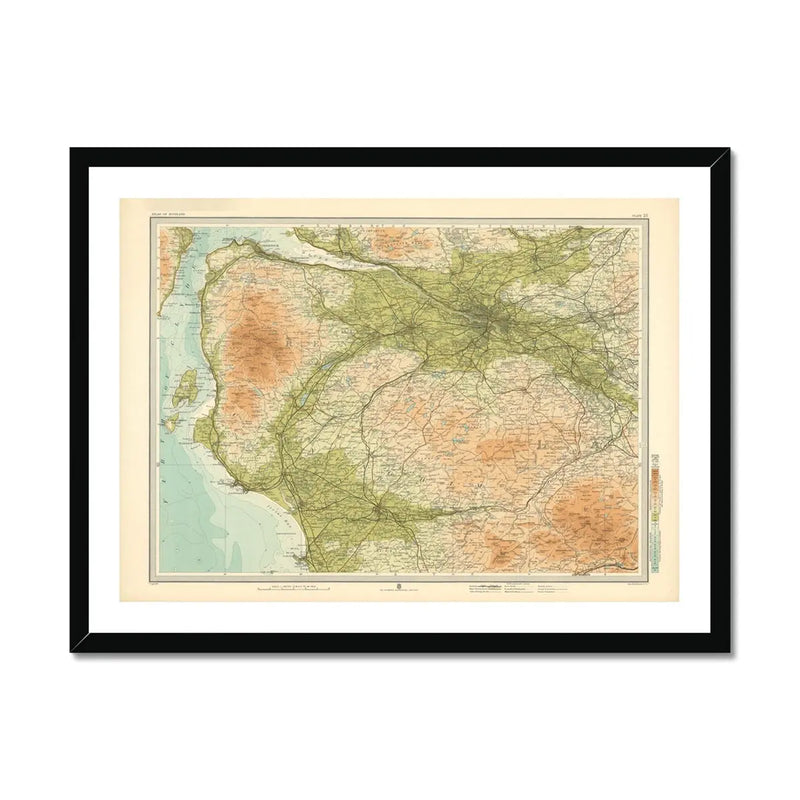 Glasgow Vintage Map Print | Map Print of Glasgow - Framed Wall Art