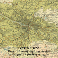 Glasgow Vintage Map Print | Map Print of Glasgow - Framed Wall Art