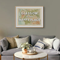 Glasgow is our Happy Place | Map Print of Glasgow | Map Art Print - Framed Wall Art