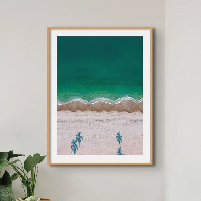 Happy Beach (Aerial Beach Photography) - Framed - Beach House Art