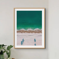 Happy Beach (Aerial Beach Photography) - Framed - Beach House Art