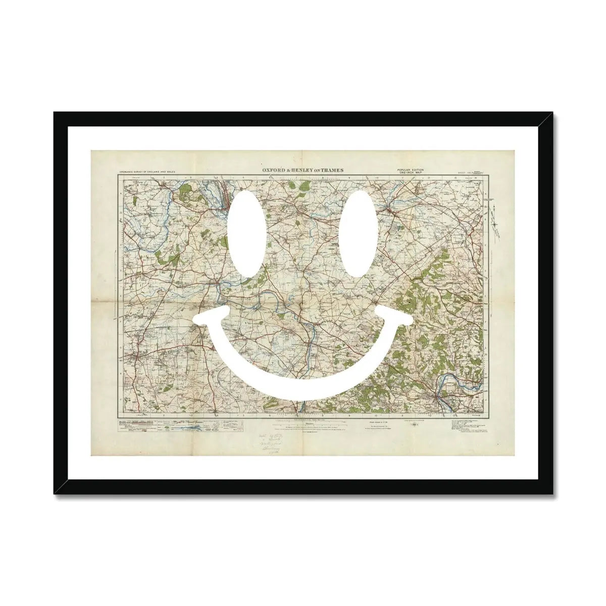 Henley Makes Me Smile (Map of Henley) Vintage Map Art - Framed - Beach House Art