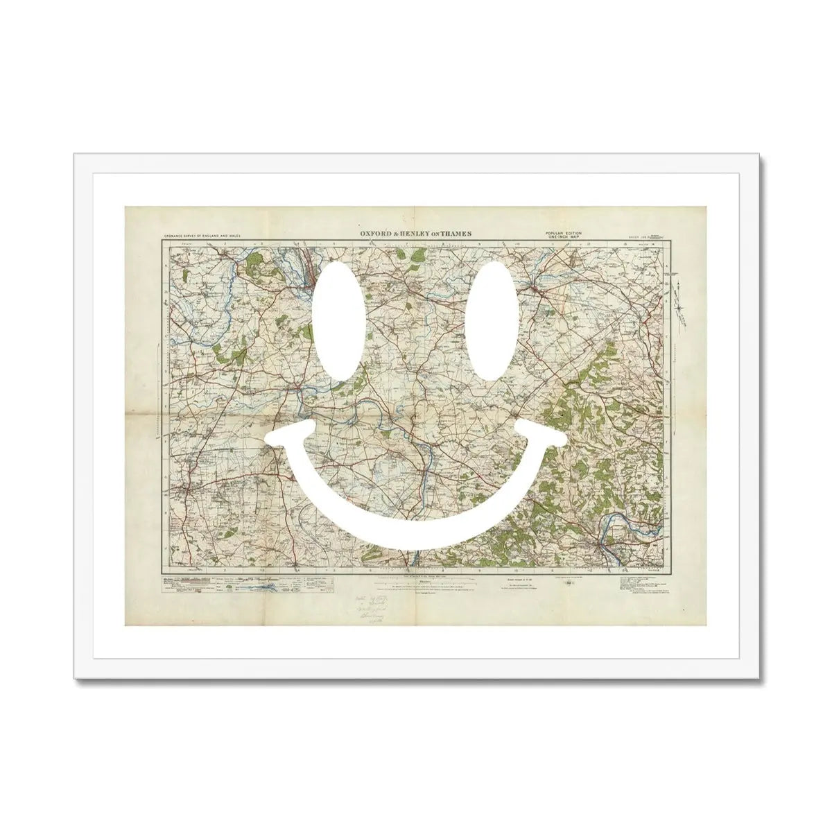 Henley Makes Me Smile (Map of Henley) Vintage Map Art - Framed - Beach House Art