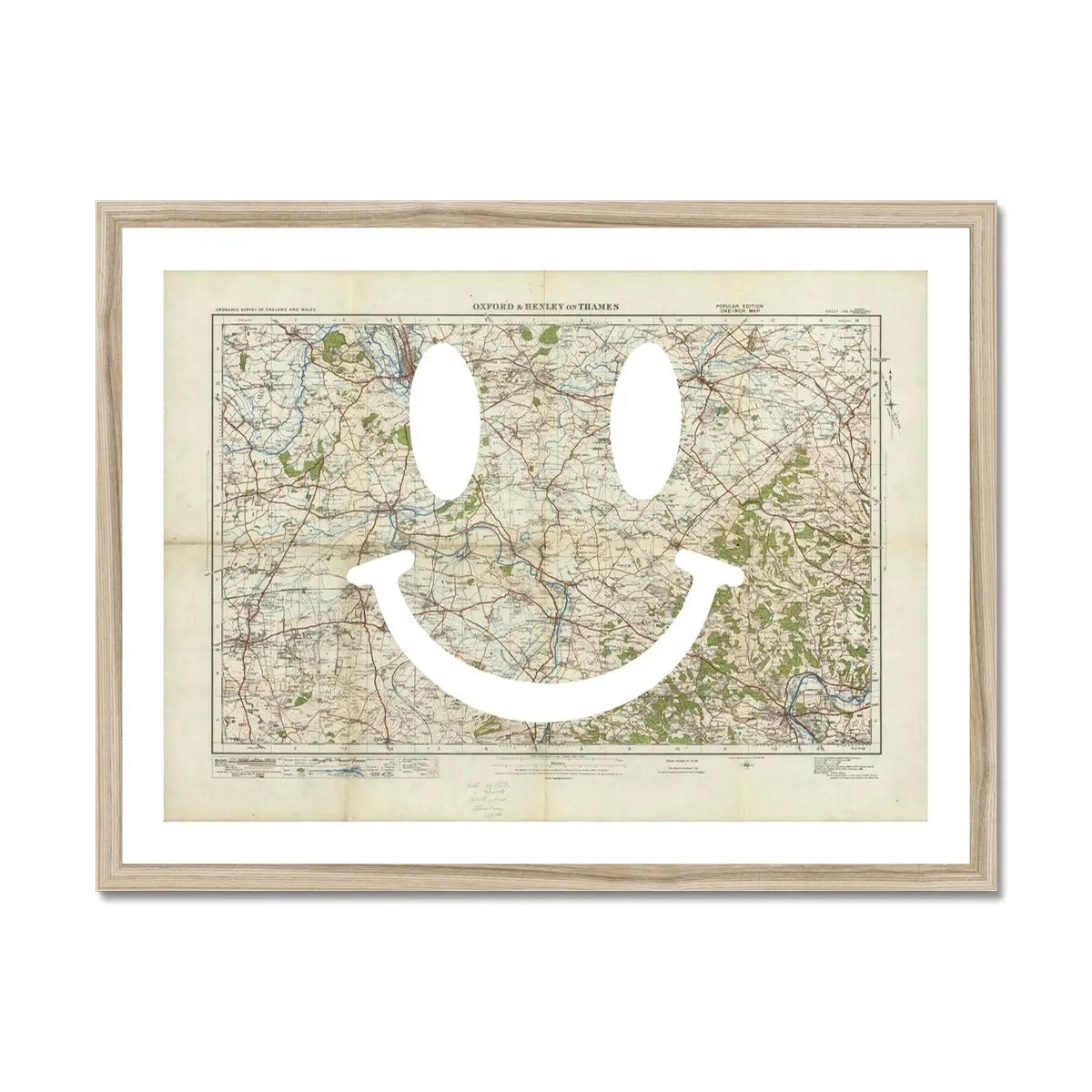 Henley Makes Me Smile (Map of Henley) Vintage Map Art - Framed - Beach House Art