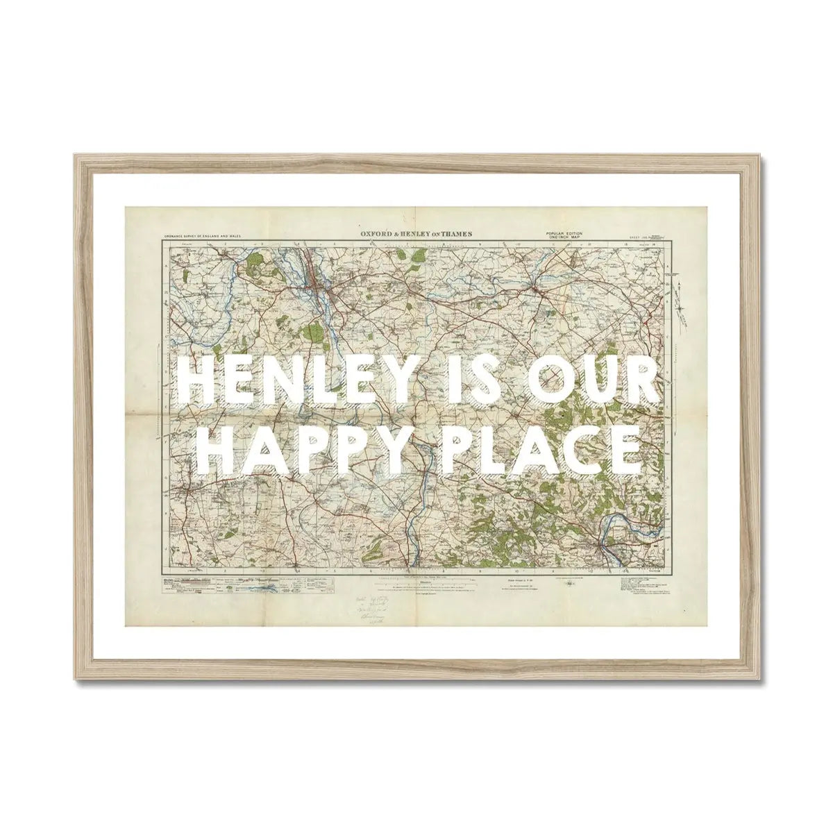 Henley is our Happy Place (Henley Map) Vintage Map Art - Framed - Beach House Art