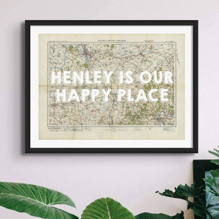 Henley is our Happy Place (Henley Map) Vintage Map Art - Framed - Beach House Art