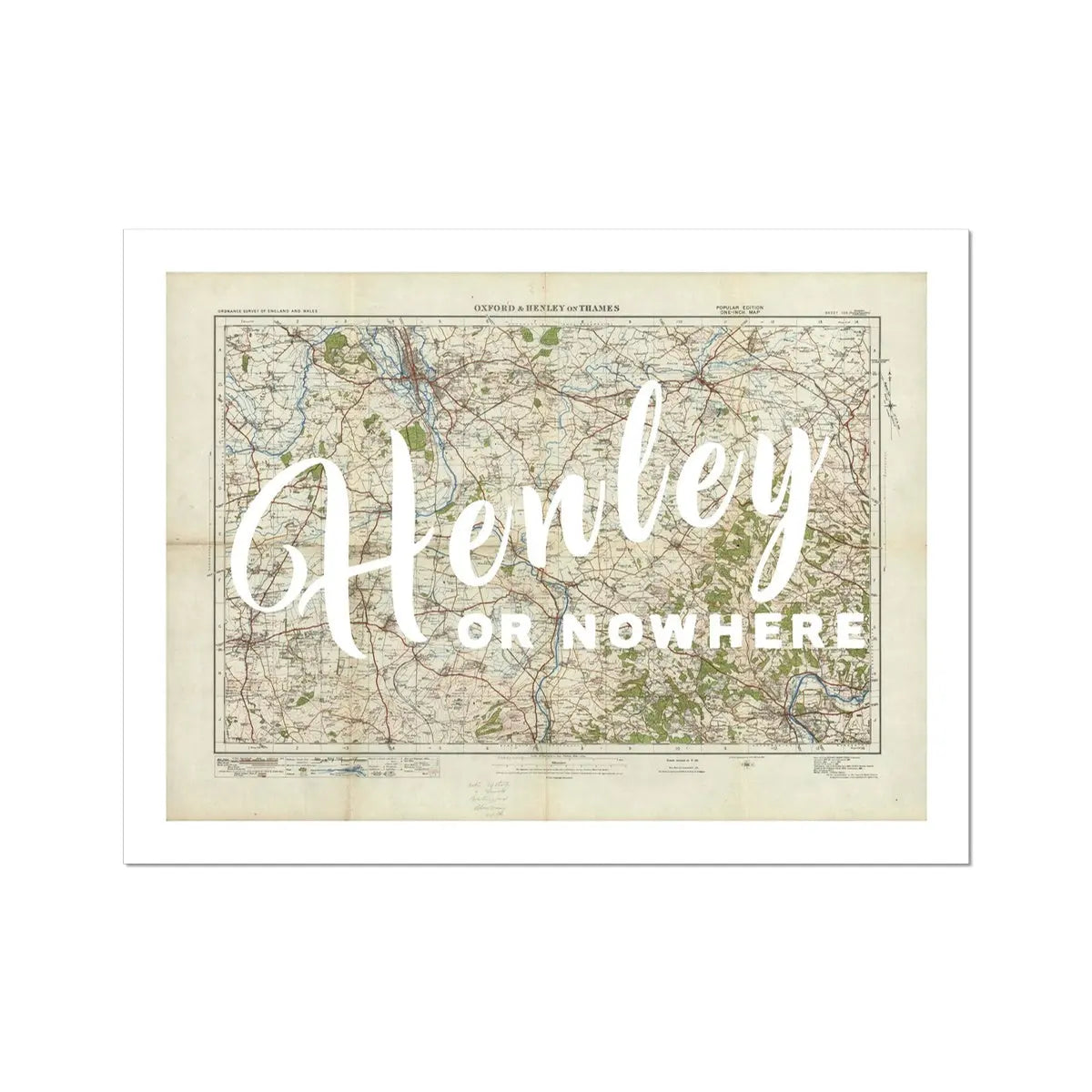 Henley or Nowhere (Map of Henley) Vintage Map Art - Unframed - Beach House Art
