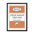 Here Comes the Sun quote print on vintage style book cover in Orange - Framed