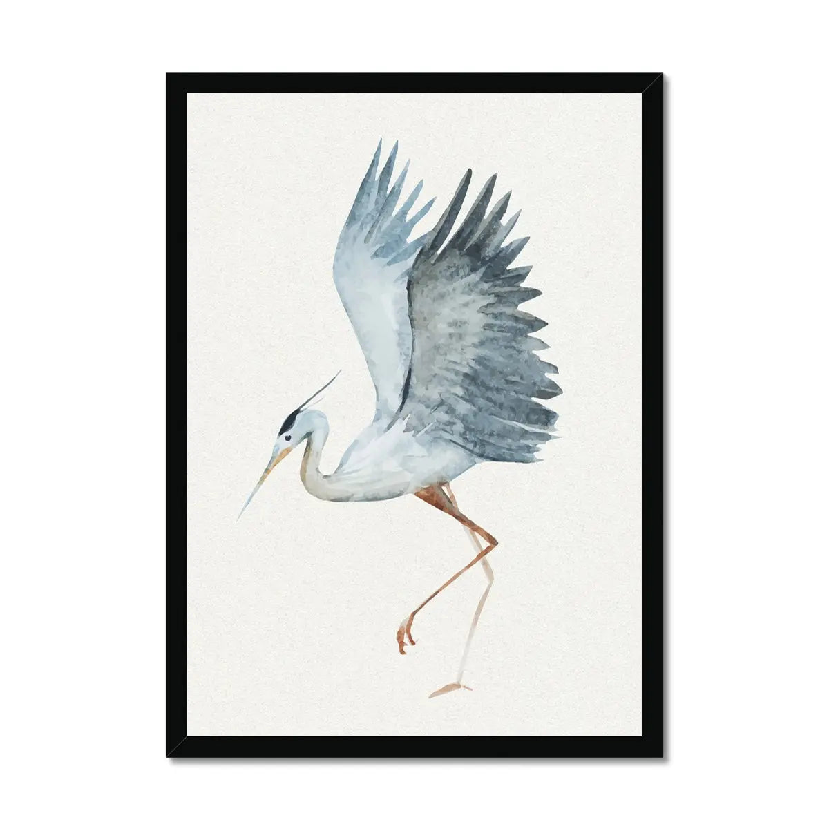 Heron Dancing Print | Vintage Bird Art Print - Framed Heron Wall Art