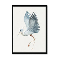 Heron Dancing Print | Vintage Bird Art Print - Framed Heron Wall Art