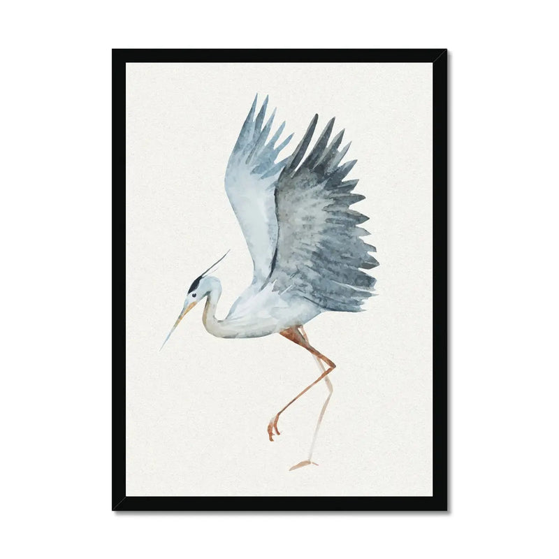 Heron Dancing Print | Vintage Bird Art Print - Framed Heron Wall Art