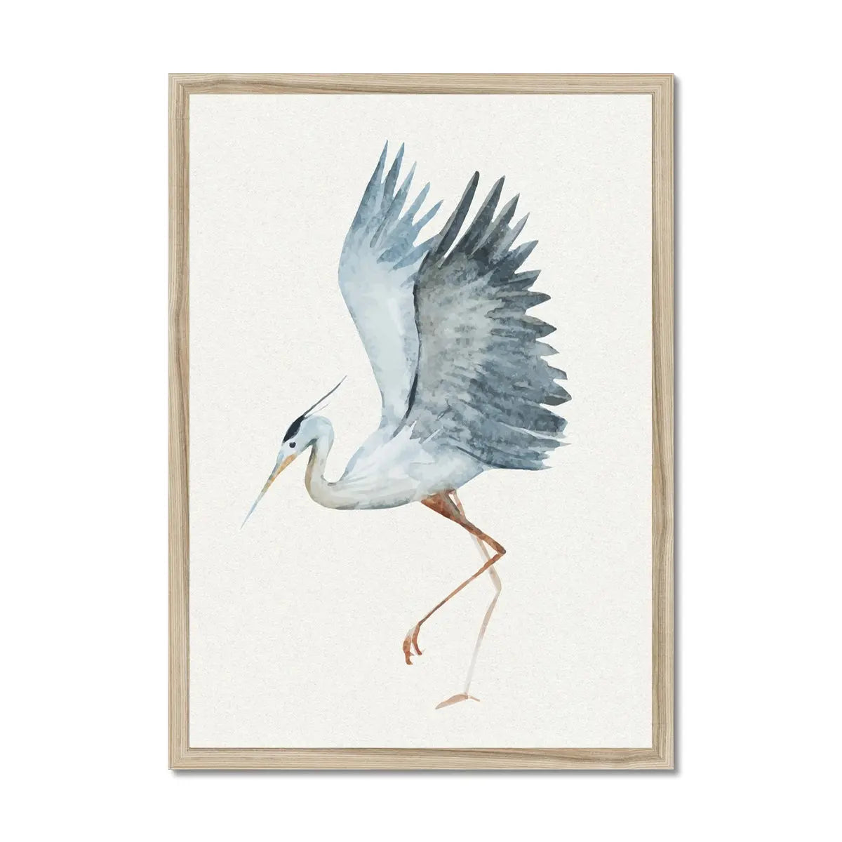 Heron Dancing Print | Vintage Bird Art Print - Framed Heron Wall Art