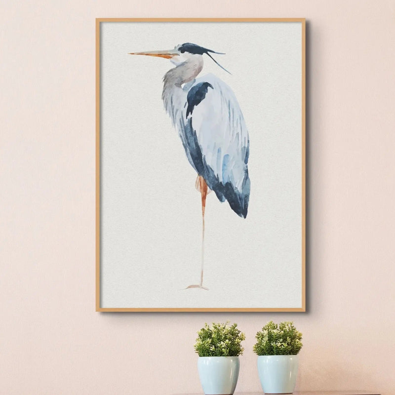 Heron Resting | Vintage Bird Art Print - Framed Heron Wall Art