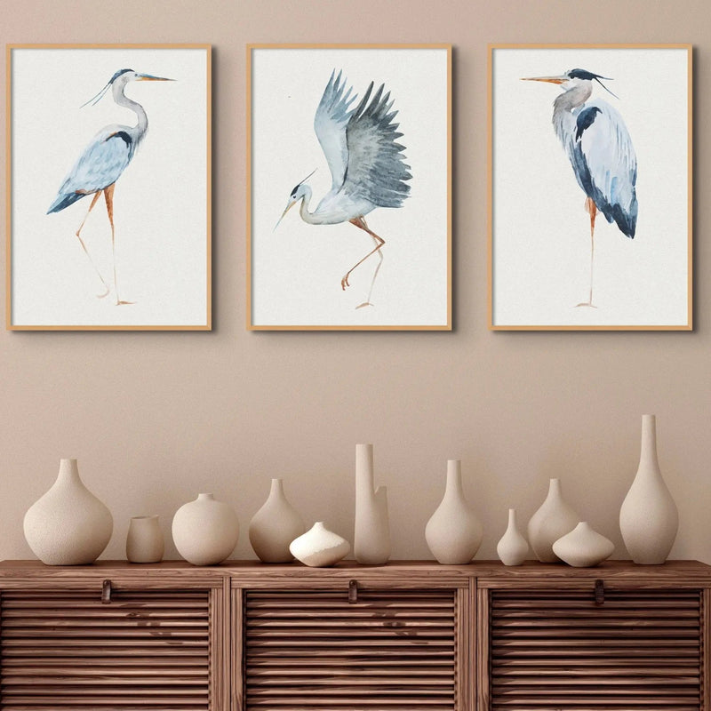 Heron Resting | Vintage Bird Art Print - Framed Heron Wall Art