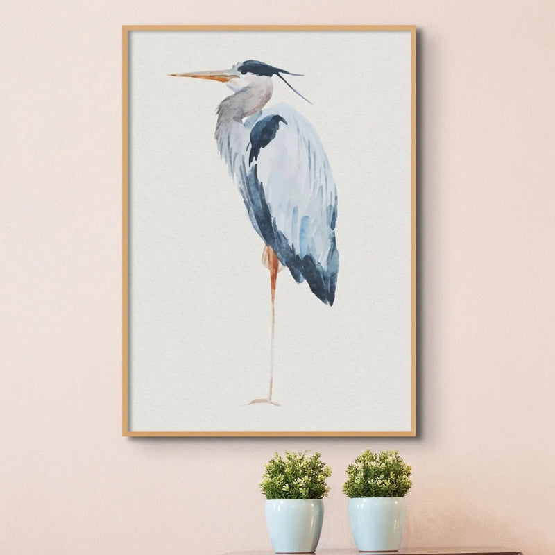 Heron Resting Print | Heron Painting - Vintage Bird Art - Unframed Wall Art 