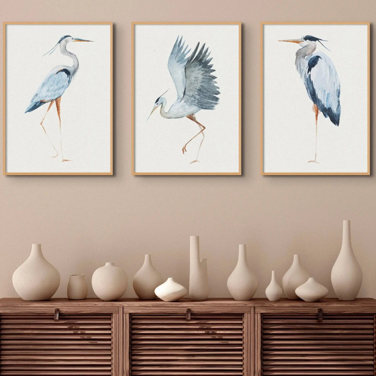 Heron Resting Print | Heron Painting - Vintage Bird Art - Unframed Wall Art 