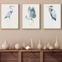 Heron Resting Print | Heron Painting - Vintage Bird Art - Unframed Wall Art 