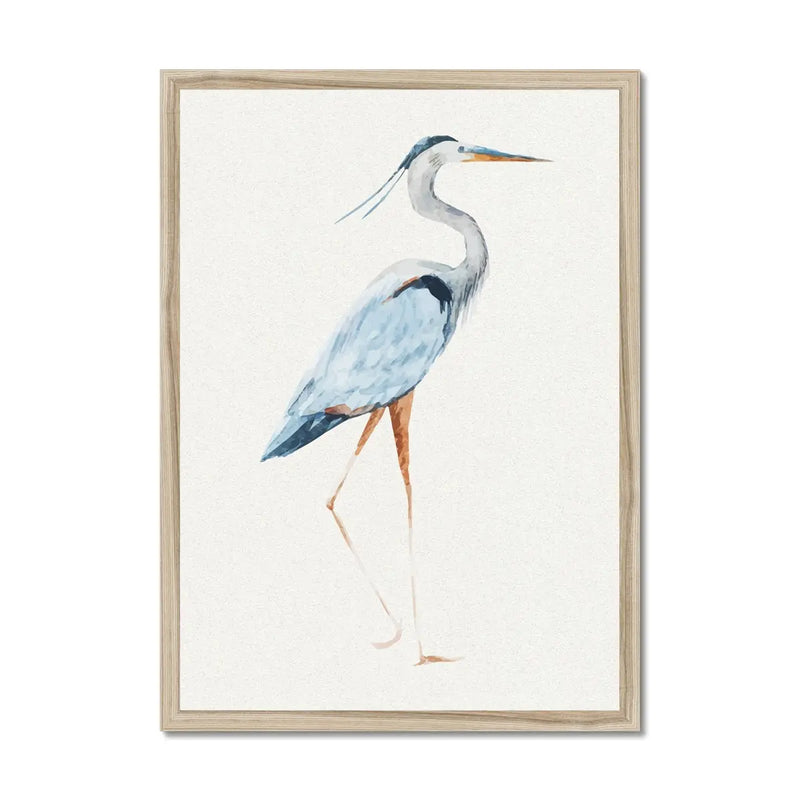 Heron Walking Print | Heron Painting - Vintage Bird Art - Framed Wall Art 
