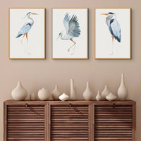 Heron Walking Print | Heron Painting - Vintage Bird Art - Framed Wall Art 
