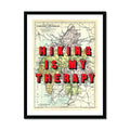 Hiking Is My Therapy (Lake District Map) Vintage Map Art - Framed - Beach House Art