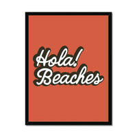 Hola Beaches (Orange Sun) Word Art Print - Framed - Beach House Art