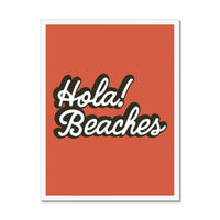 Hola Beaches (Orange Sun) Word Art Print - Framed - Beach House Art