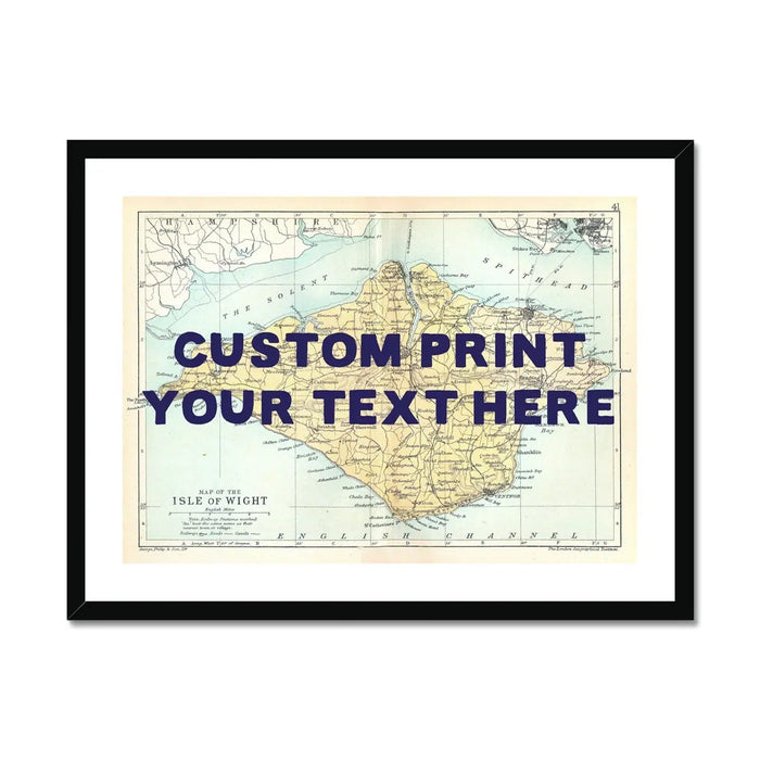 Isle of Wight Map Print - Personalised Art Print in navy font - Framed wall art