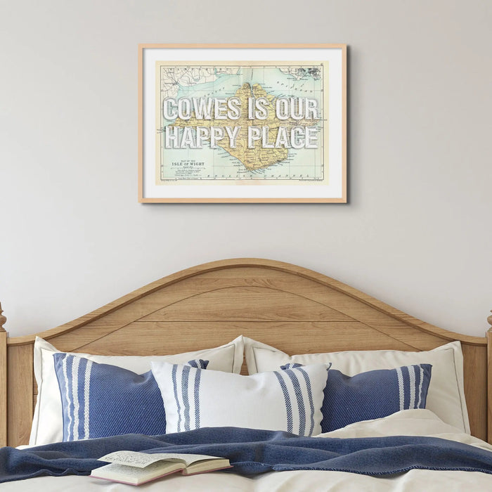 Isle of Wight Map Personalised Map Art Print in white font - Framed wall art