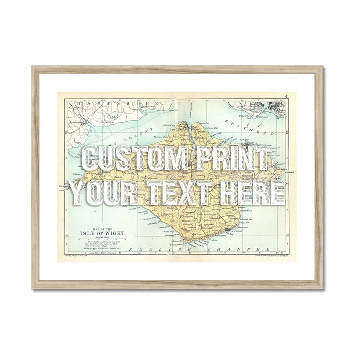 Isle of Wight Map Personalised Map Art Print in white font - Framed wall art