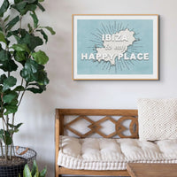 Map Print Of Ibiza | Ibiza is my Happy Place Map - Unframed